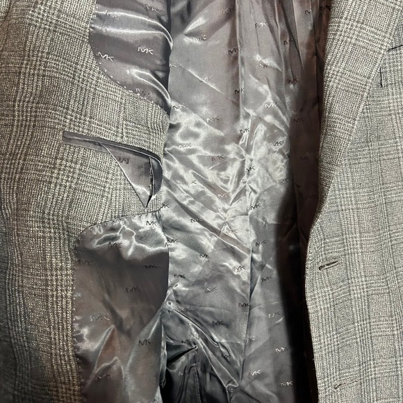 Michael Kors Plaid Blazer Sport Coat Modern Fit Gray Jacket Size 44S - Picture 9 of 10
